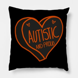 Autistic and Proud Orange Love Heart Pillow