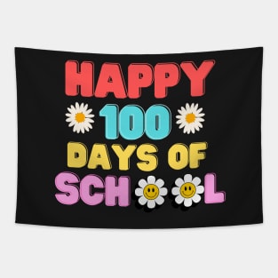 Happy 100th Day Of School Teacher Kids Retro Groovy 100 Day Tapestry