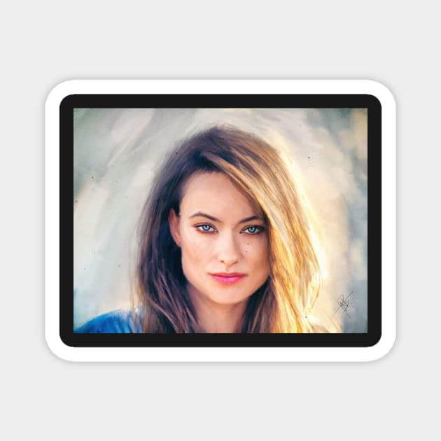 Olivia Wilde - Pastel on Canvas Portrait Painting Magnet by Fallenzeaphine