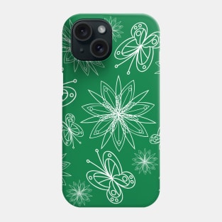 floral pattern with leaves and flowers linocut style Phone Case