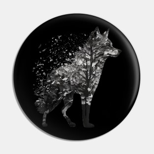 Wolf Tree Decay Drawing Animal Print Art Wolf Pin