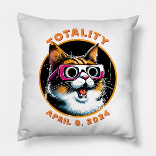 2024 Solar Eclipse Cat-astrophe: Humorous 'Totality' Eclipse Tee Pillow