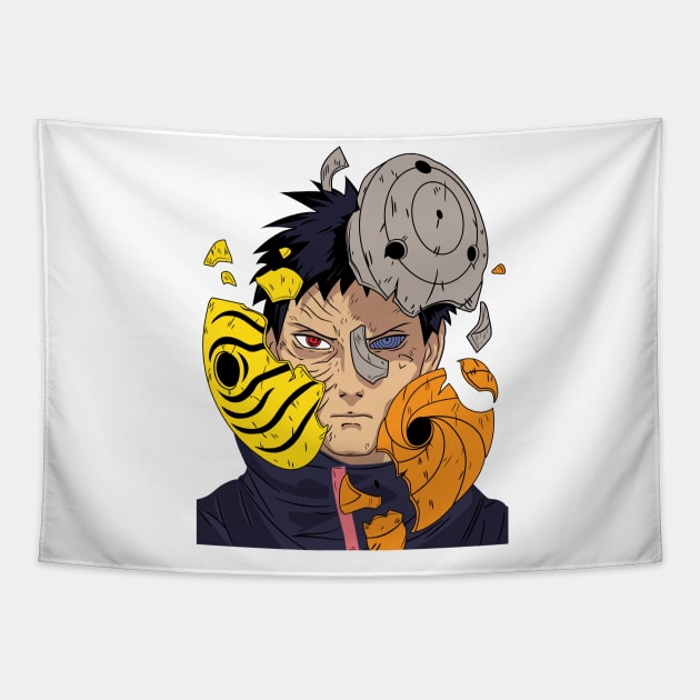 Obito Mask Anime Fanart Tapestry by Planet of Tees