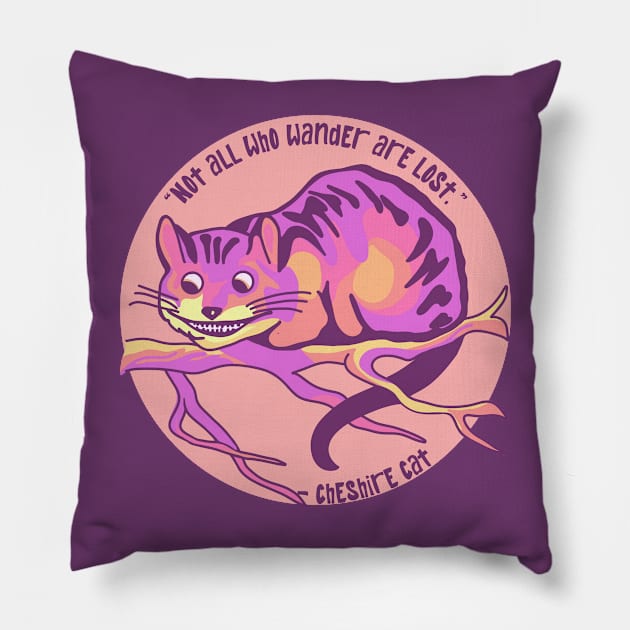 Cheshire Cat Quote Pillow by Slightly Unhinged