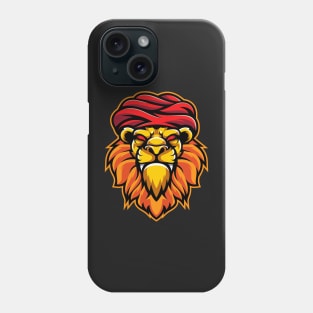 Illustration lion guru character design Phone Case