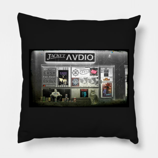 Jacket Audio store front Pillow by jacketaudio.com