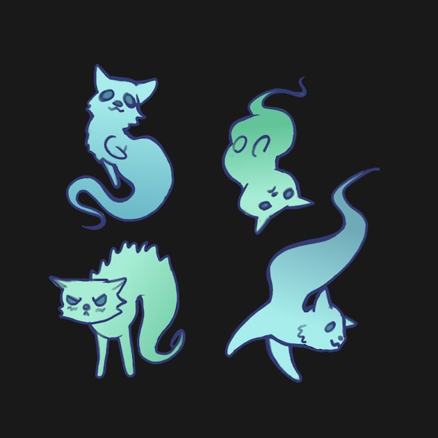 Cat Ghost Pattern Cute Spooky Halloween Design by sheehanstudios