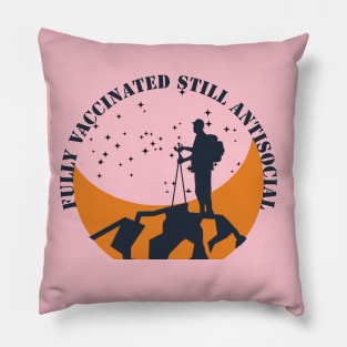 Fully vaccinated still antisocial, hiking, camping, outdoor, trekking in mountains Pillow