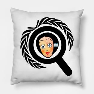 Big eyes girl seen in the lens Pillow