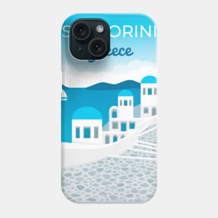 Santorini, Greece - retro travel poster Phone Case