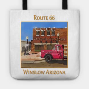 Corner in Winslow Arizona, Route 66, Eagles song Take it Easy Tote