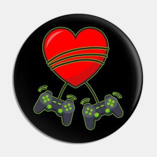 Video Gamer Heart Controllers Valentines Day Boys Girls Kids Pin