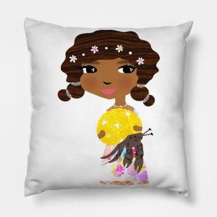 Girl with Hermit Crab/Vivie & Vesper Pillow