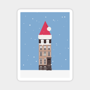 New York City NYC Brownstone Snowy Christmas Magnet