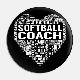 Softball Coach Heart Pin