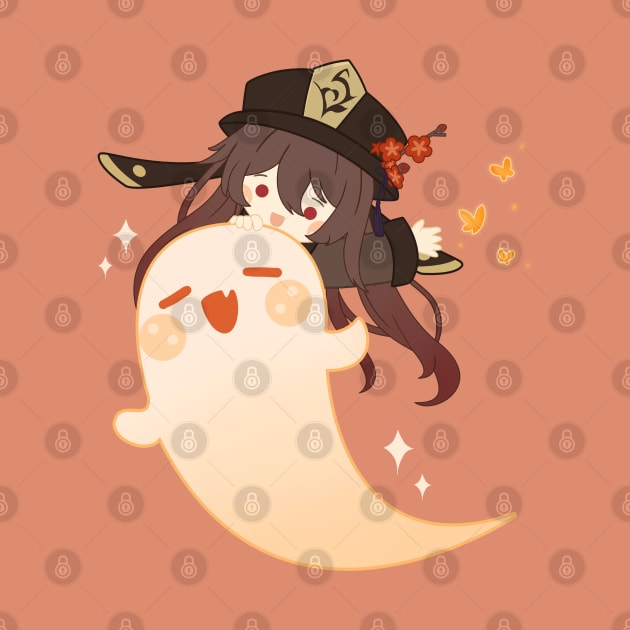 Genshin Impact - Hu Tao Cute Ghost Halloween by moonquarius