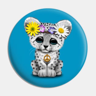 Cute Hippie Snow leopard Cub Pin