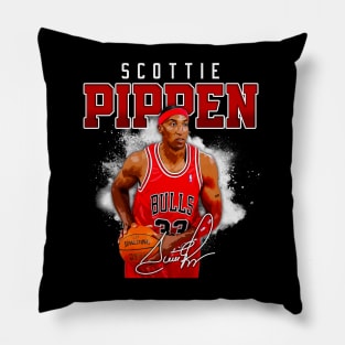 Scottie Pippen Basketball Legend Signature Vintage Retro 80s 90s Bootleg Rap Style Pillow