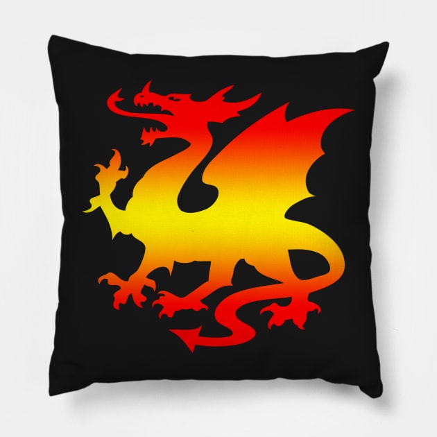 Hot Fire Dragon Design Pillow by LuckDragonGifts