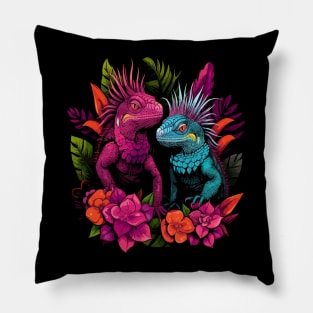 Iguana Couple Valentine Pillow