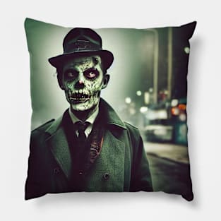 Zombie Detective Portrait Pillow