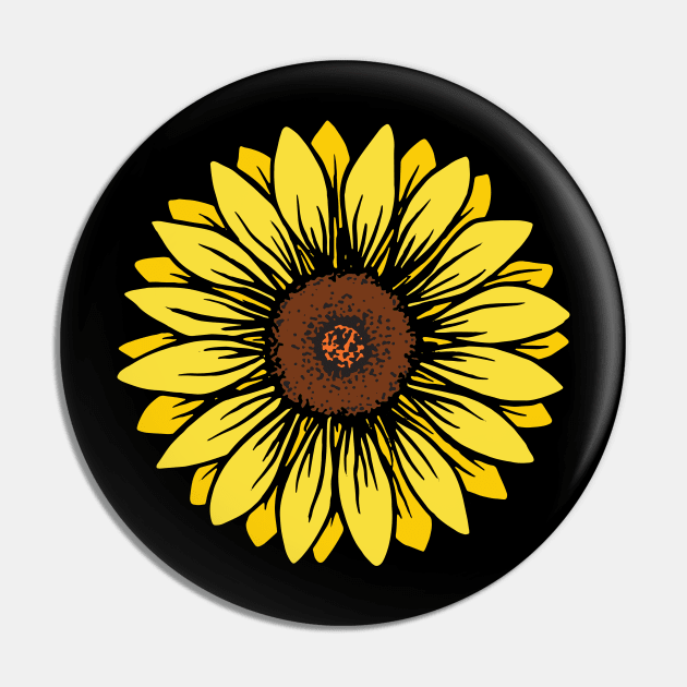 Sunflower Yellow Petals Close Up Pin by InkyArt