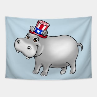 USA Patriotic Hippo Tapestry