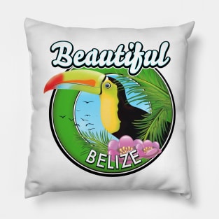 Beautiful Belize retro toucan logo Pillow