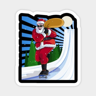 Santa Claus Skateboarding Christmas Magnet