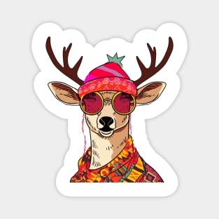 Hippie Reindeer Magnet