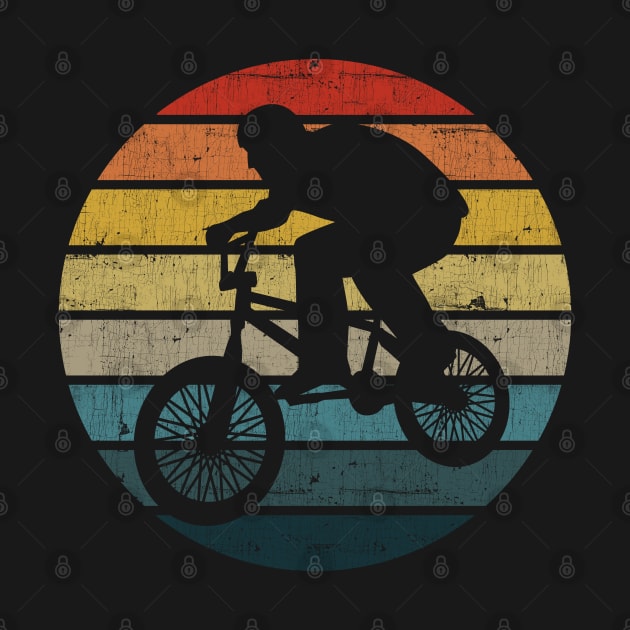 BMX Bicyclist Silhouette On A Distressed Retro Sunset print by theodoros20