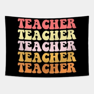 Mens Retro Teacher Colorful For Teacher Appreciation Groovy Tapestry