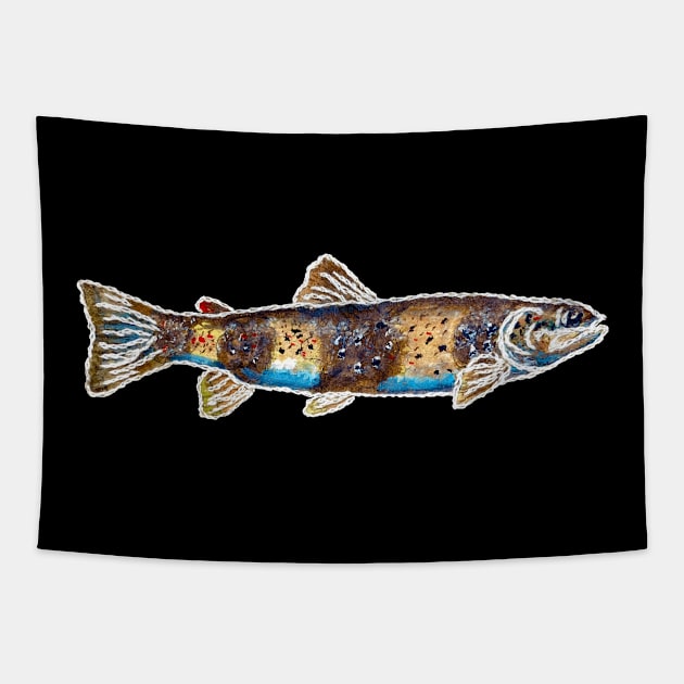 Fishes in Stitches 029 Trout Tapestry by Therese Kerbey