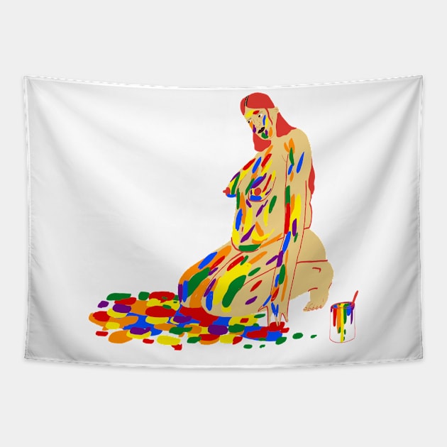 Rainbow paint Tapestry by ezrawsmith