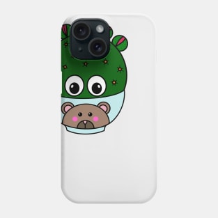 Cute Cactus Design #306: Wheel Cactus In Cute Bear Bowl Phone Case