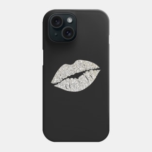 Silver Faux Glitter Lips Phone Case