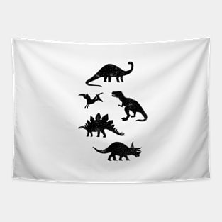 Black + White Dinosaurs Tapestry