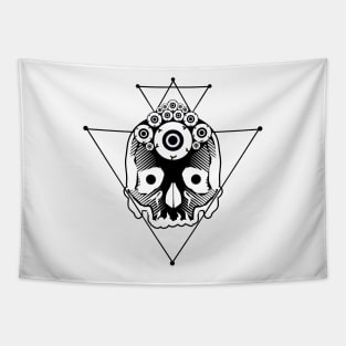 Trippy Skull With Many Eyes Tapestry