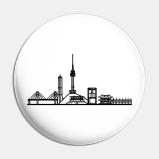 Seoul Skyline in black with details Pin