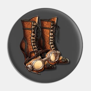 Steampunk Boots and Goggles Pin