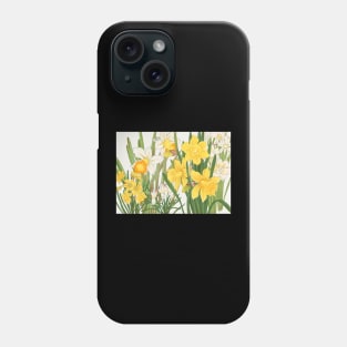 Vintage print - Yellow and white daffodils Long Phone Case