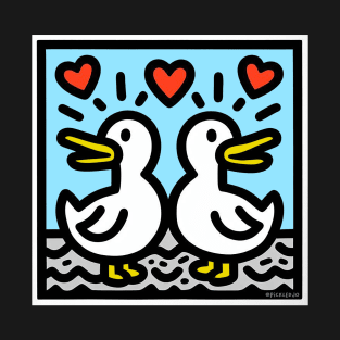 Love ducks - Pop art - Blue T-Shirt