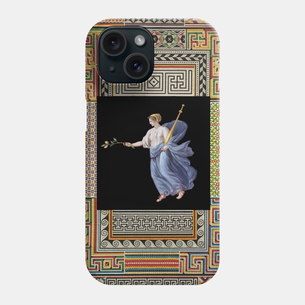 DANCING MAENAD HOLDING LIME BRANCH ,ANTIQUE ROMAN PAINTING WITH POMPEII MOSAICS PATCHWORK Phone Case by BulganLumini