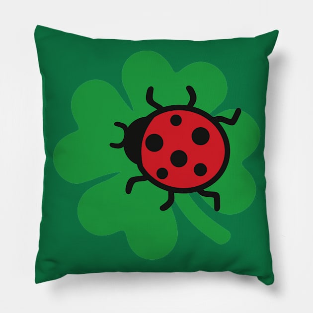 Ladybug shamrock Pillow by Designzz