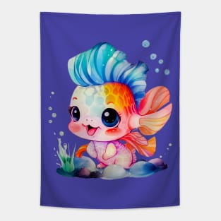 Cute, happy baby fish design Tapestry