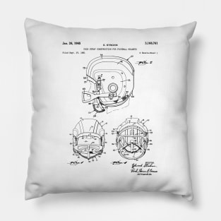 Football Helmet Patent - Football Fan Bedroom Office Art - White Pillow