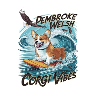 Pembroke Welsh Corgi Surfer Tackles Epic Wave T-Shirt