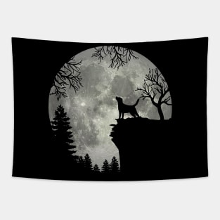 Labrador Retriever Dog And Moon Scary Halloween Tapestry