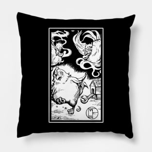 Ghost Chickens - White Outlined Design Pillow