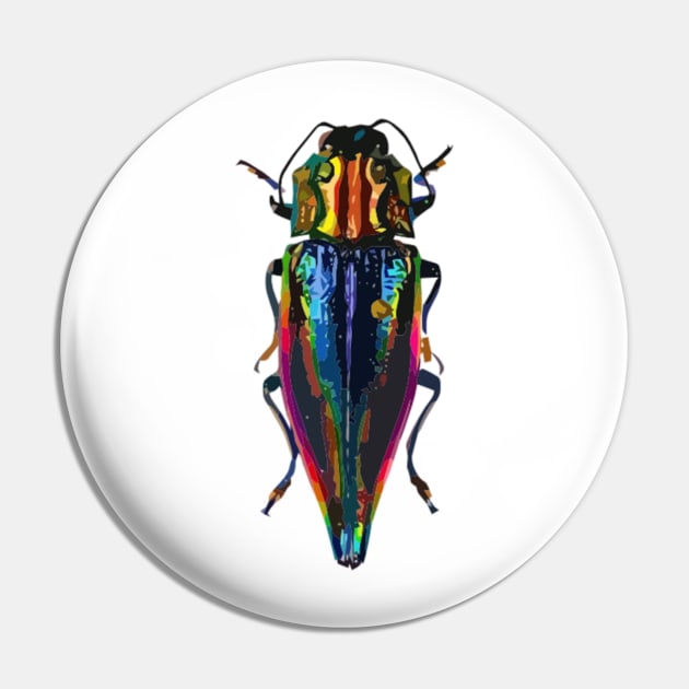 Raindow Metallic Jewel Beetle Digital Painting Pin by gktb